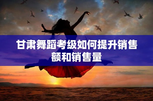 甘肃舞蹈考级如何提升销售额和销售量