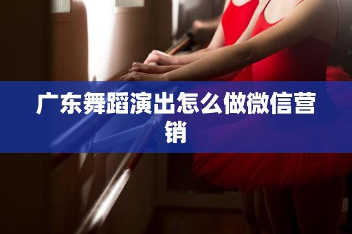 广东舞蹈演出怎么做微信营销